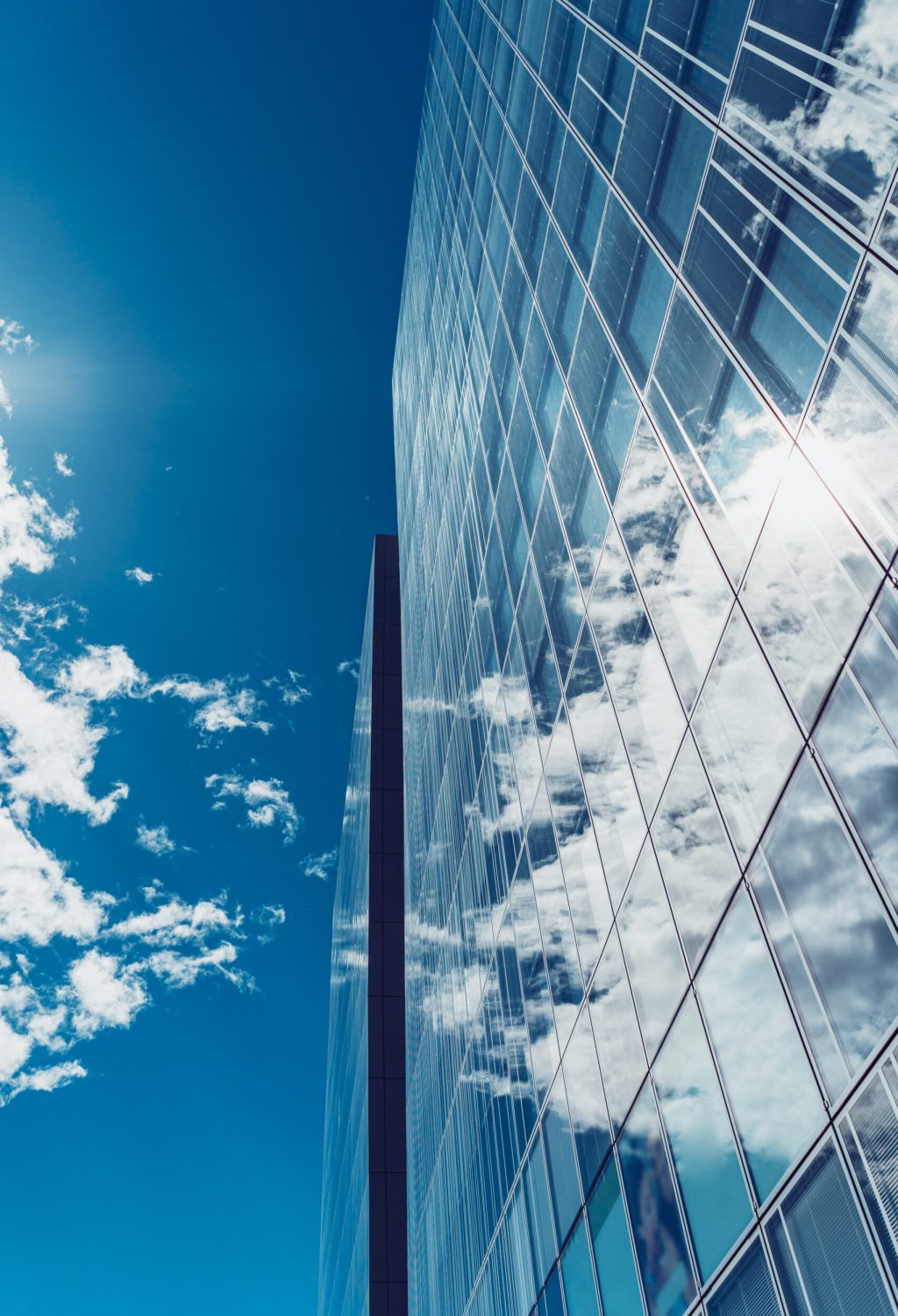 Modern office building facade in the downtown
